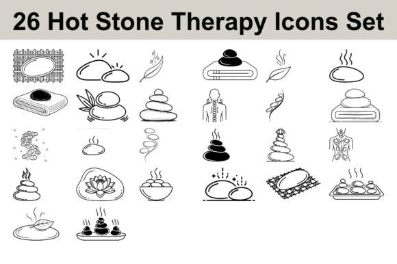 26 Hot Stone Therapy Icons Set: A Practical Guide for Wellness Creatives