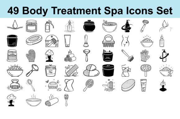 49 Body Treatment Spa Icons Set for Elegant Wellness Branding