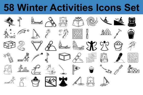 58 Winter Activities Icons Set: A Practical Evaluation for Design Projects