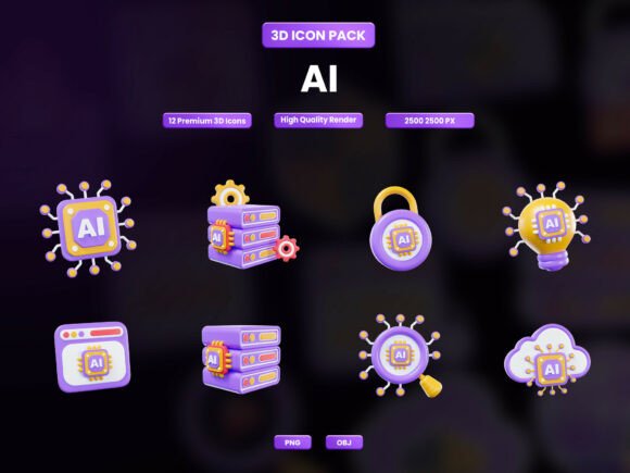 Artificial Intelligence 3D Icon Design