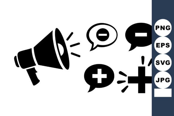 Black Megaphone Plus Minus Icons: A Visual Shortcut for Communication and Feedback
