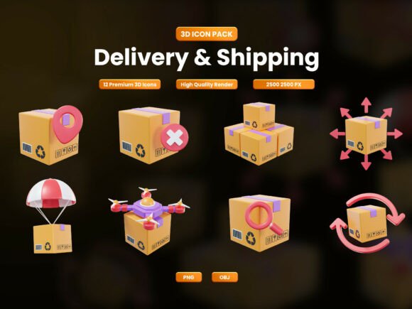 Delivery Shipping 3D Icon Pack