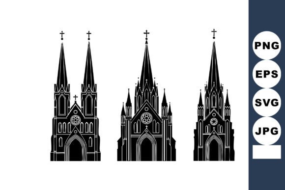 Gothic Cathedral Facade Trio: A Design Resource for Timeless Architecture