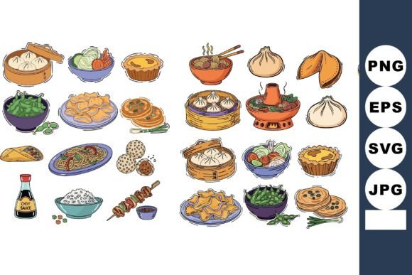 Hand Drawn Chinese Food Doodle Set: A Creative Solution for Menu Design, Recipe Blogs, and Culinary Branding