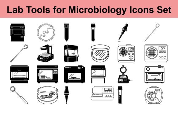 Lab Tools for Microbiology Icons Set: A Comprehensive Visual Resource for Science and Education