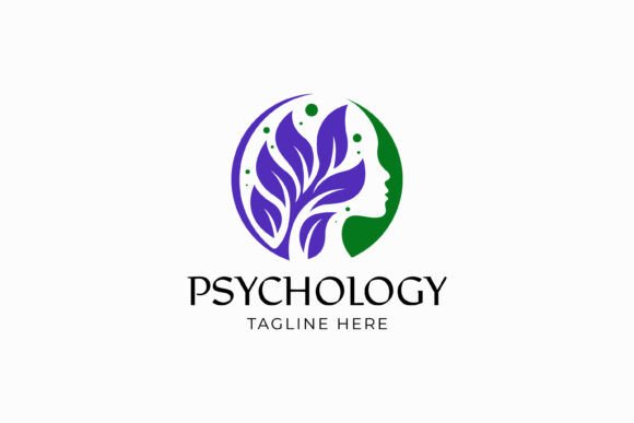 Logo Leaf and Face Concept Psychology: A Natural Approach to Mental Health Brand Identity