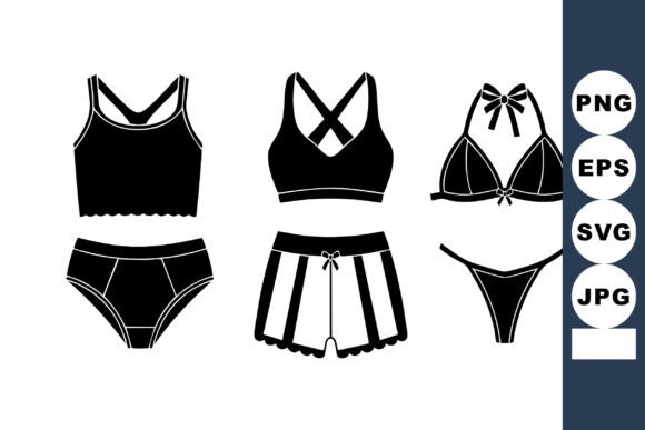 Minimal Black Lingerie Icons Set: A Versatile Design Resource for Apparel Catalogs and Fashion Infographics