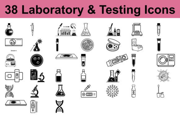 Modern Visual Communication in Healthcare and Science with 38 Laboratory Testing Icons