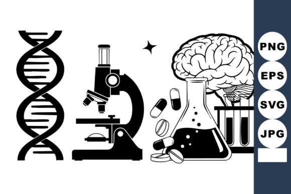 Monochrome Science Vector Icons for Clean Lab Visuals