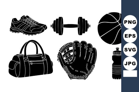 Monochrome Sports Gear Icon Set: Streamlined Visuals for the Modern Fitness Brand
