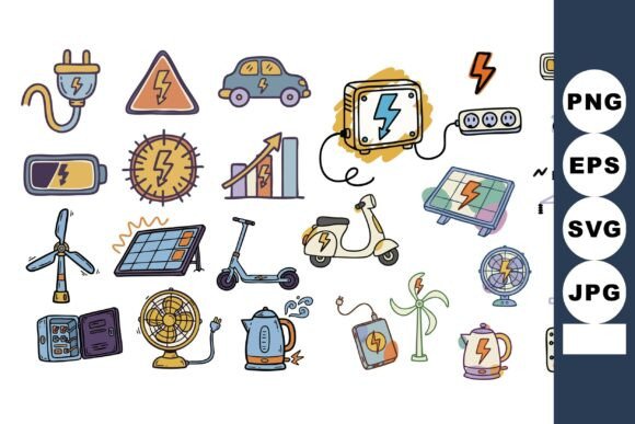 Playful Energy Doodle Icon Set: A Versatile Collection for Modern Visual Communication