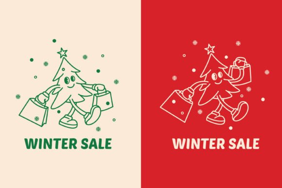 Spruce Tree Happy Holiday Winter Sale Graphic