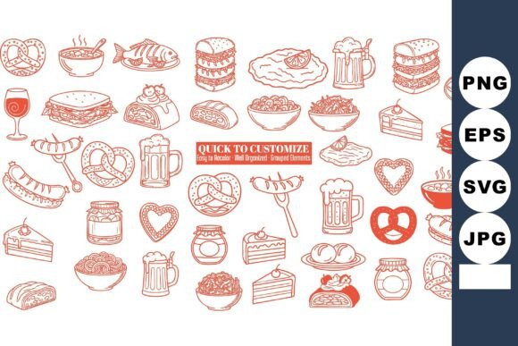 The Visual Language of Food: How Red Line Art Food Icons Transform Branding and Design