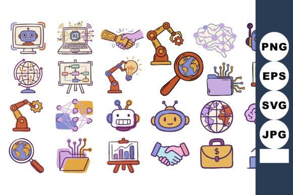Whimsical AI Doodle Icon Set for Modern Visuals